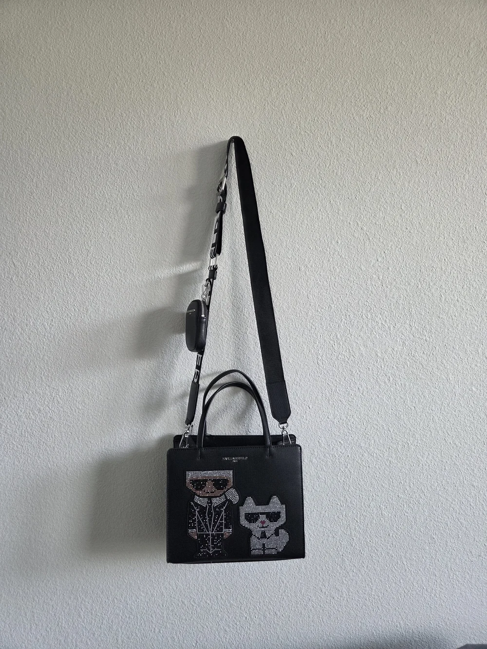 Karl Lagerfeld Black Embellished Small Satchel Crossbody Bag LH9DU8BJ NWT